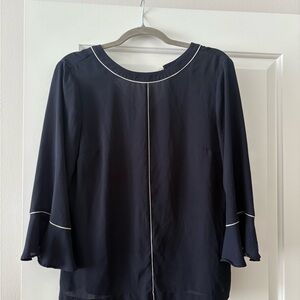 Banana Republic Dark Blue Blouse with White Accents